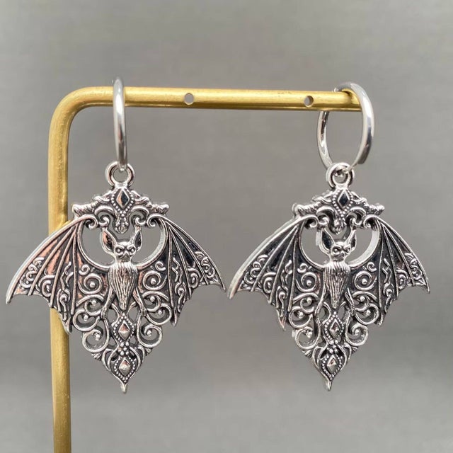Extra Tiny Bat Huggie Hoop Earrings in Sterling Silver, Silver or Gold or Rose Gold, Bat Earrings, Small Bat Huggies Extra Tiny Bat Huggie Hoop Earrings in Sterling Silver, Silver or Gold or Rose Gold, Bat Earrings, Small Bat Huggies