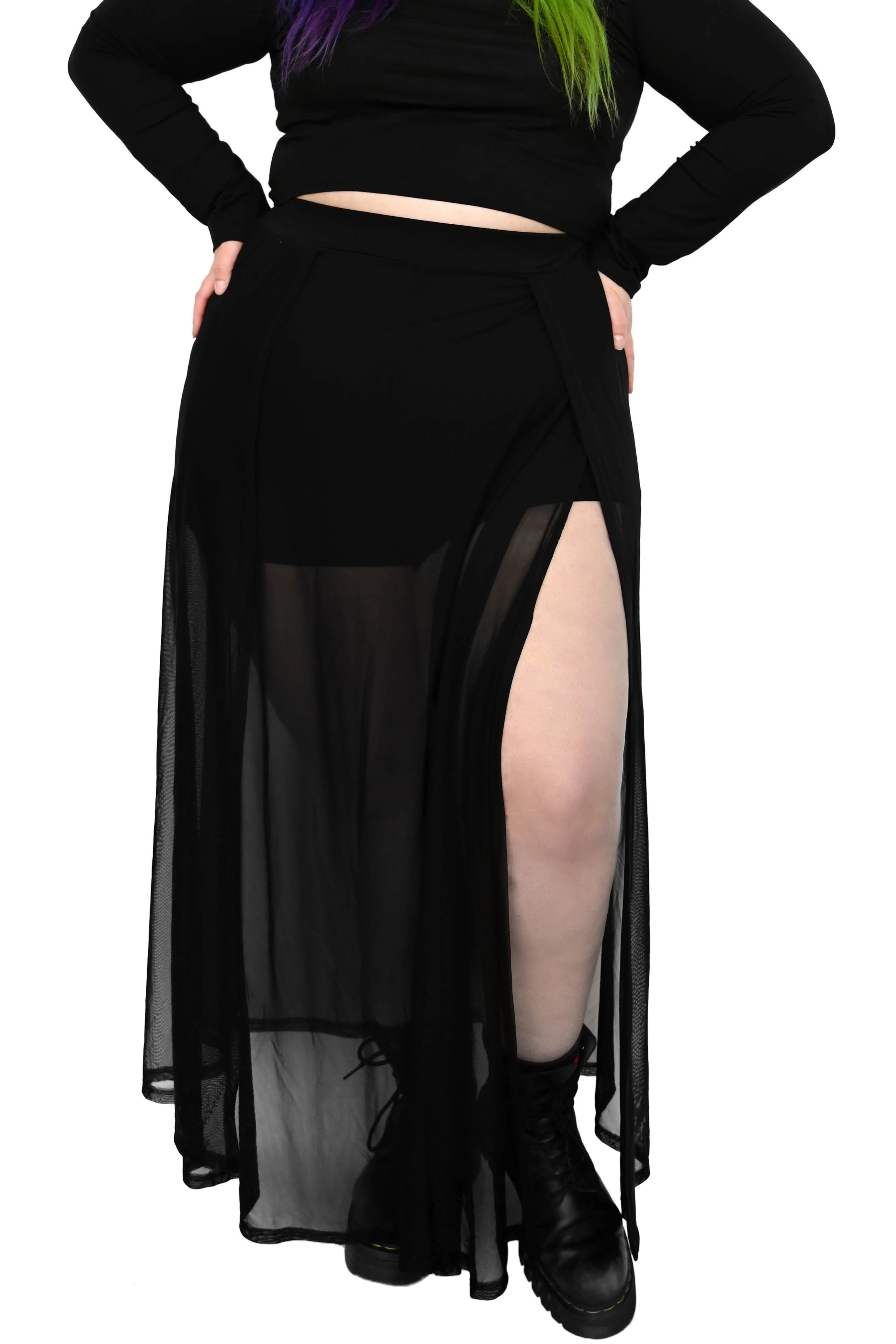 Mesh Darla Maxi Skirt With Built in Shorts FOXBLOOD OMEN Alternative Sales